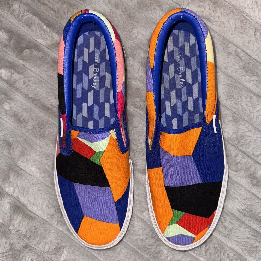 Women's Vera Bradley Canvas Multi Color Patchwork Slip On Shoes Size 9.5 EUC - Picture 4 of 9